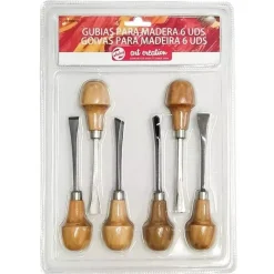 Set 6 Gubias con Mango para Madera Art Creation