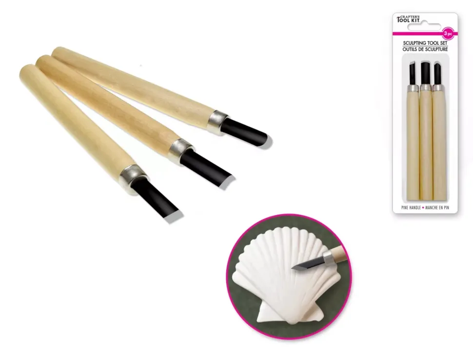 Set 3 Herramientas Para Modelar y Esculpir de Punta Recta MultiCraft