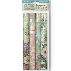 Set 4 hojas de tela Fabric Wonderland Stamperia 30x30cm