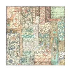 Set 4 hojas de tela Fabric Brocante Antiques Stamperia 30x30cm