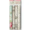 Set 4 hojas de tela Fabric House of Roses Stamperia 30x30cm