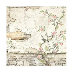 Set 4 hojas de tela Fabric House of Roses Stamperia 30x30cm