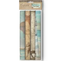 Set 4 hojas de tela Fabric Sea Land Stamperia 30x30cm