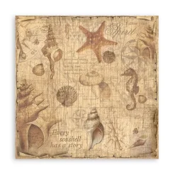 Set 4 hojas de tela Fabric Sea Land Stamperia 30x30cm