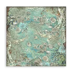 Set 4 hojas de tela Fabric Songs Of The Sea Stamperia 30x30cm