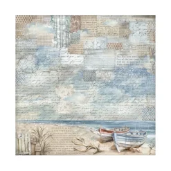 Set 4 hojas de tela Fabric Silent Sea Stamperia 30x30cm