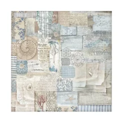 Set 4 hojas de tela Fabric Silent Sea Stamperia 30x30cm