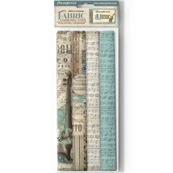 Set 4 hojas de tela Fabric Music Stamperia