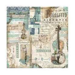 Set 4 hojas de tela Fabric Music Stamperia