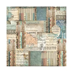 Set 4 hojas de tela Fabric Music Stamperia