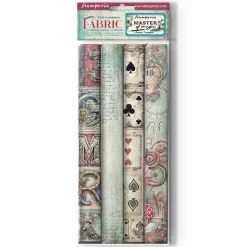 Set 4 hojas de tela Fabric Master of Magic Stamperia 30x30cm