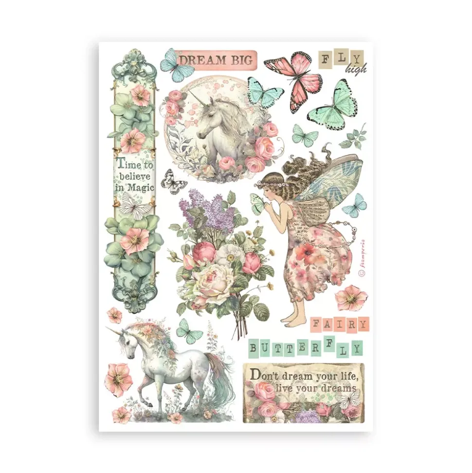 Set 8 hojas de Washi tape Wonderland Stamperia A5