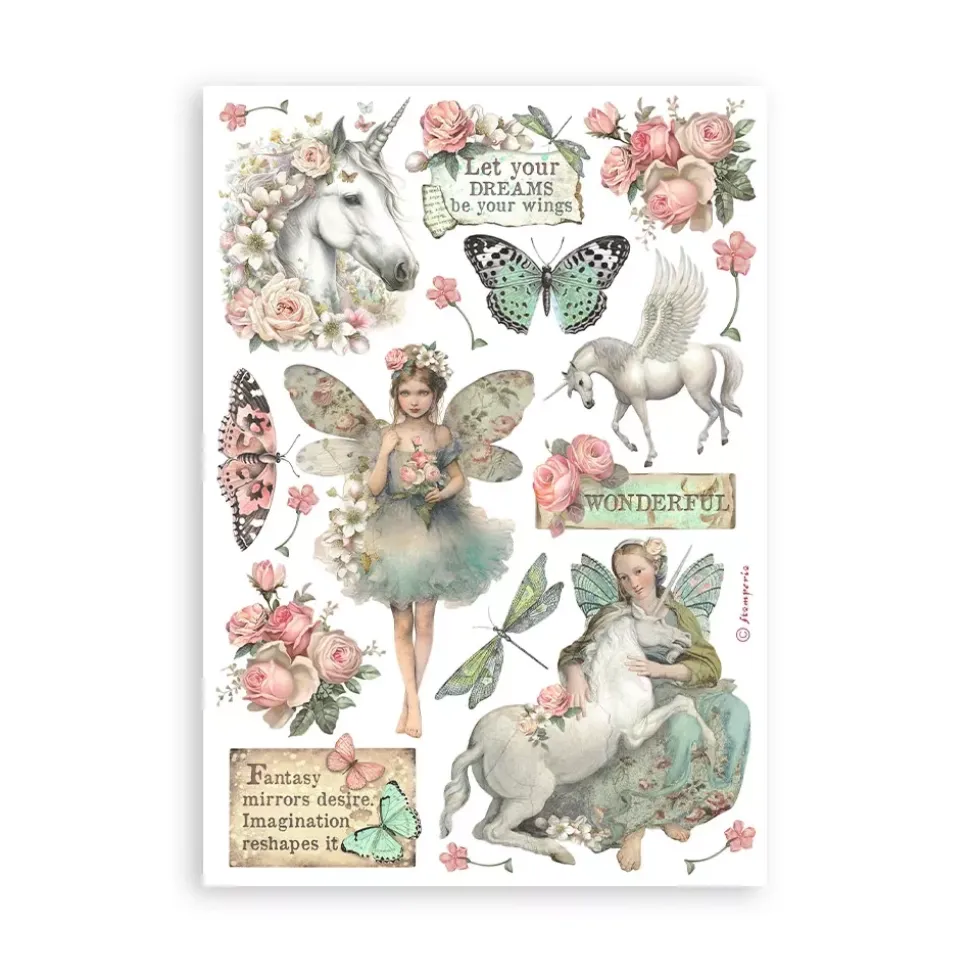 Set 8 hojas de Washi tape Wonderland Stamperia A5