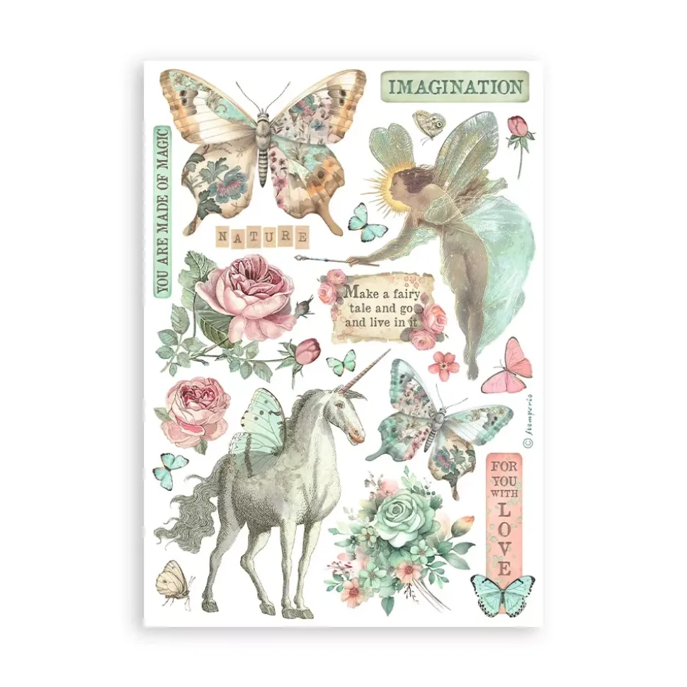 Set 8 hojas de Washi tape Wonderland Stamperia A5