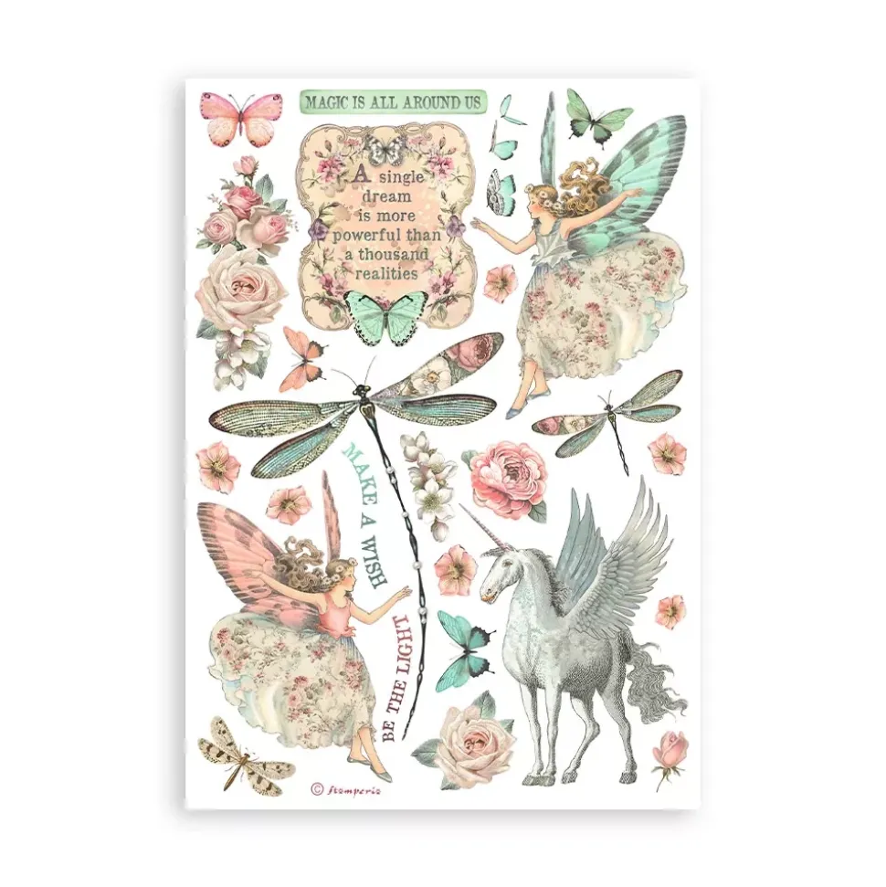 Set 8 hojas de Washi tape Wonderland Stamperia A5