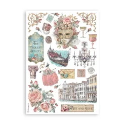 Set 8 hojas de washi tape Venice City Of Art Stamperia