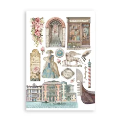 Set 8 hojas de washi tape Venice City Of Art Stamperia