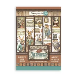 Set 8 hojas de Washi tape Alterego Stamperia