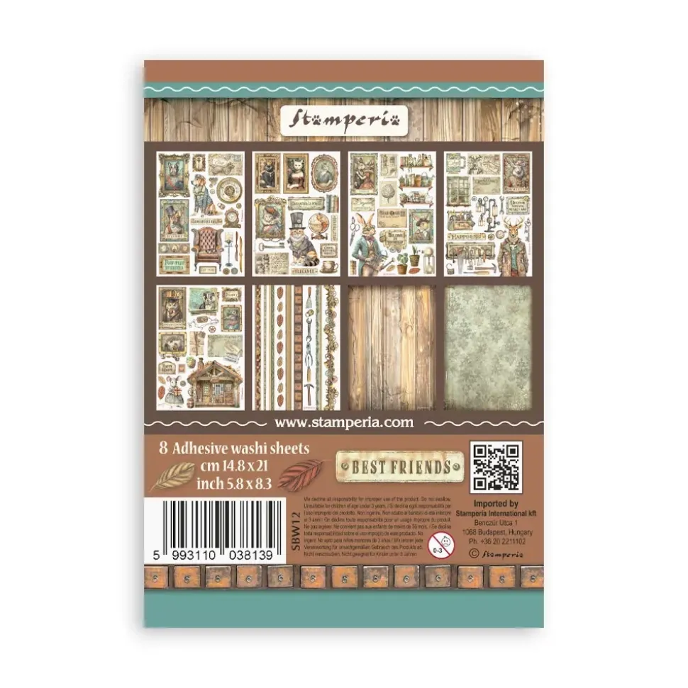 Set 8 hojas de Washi tape Alterego Stamperia