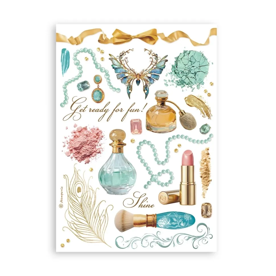 Set 8 hojas de washi tape Masquerade Stamperia A5