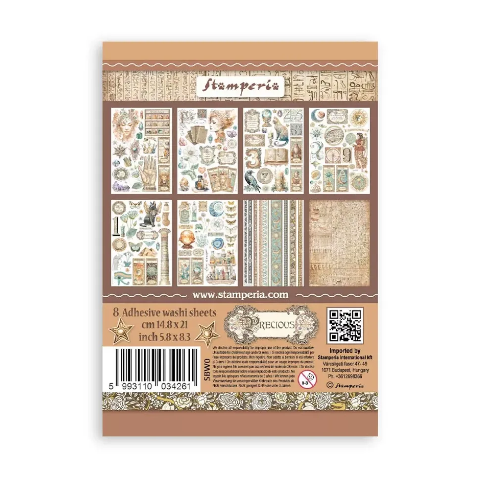 Set 8 hojas de washi tape Fortune Stamperia A5