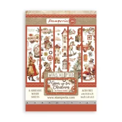 Set 8 hojas de Washi tape Romantic Gear Up For Christmas Stamperia