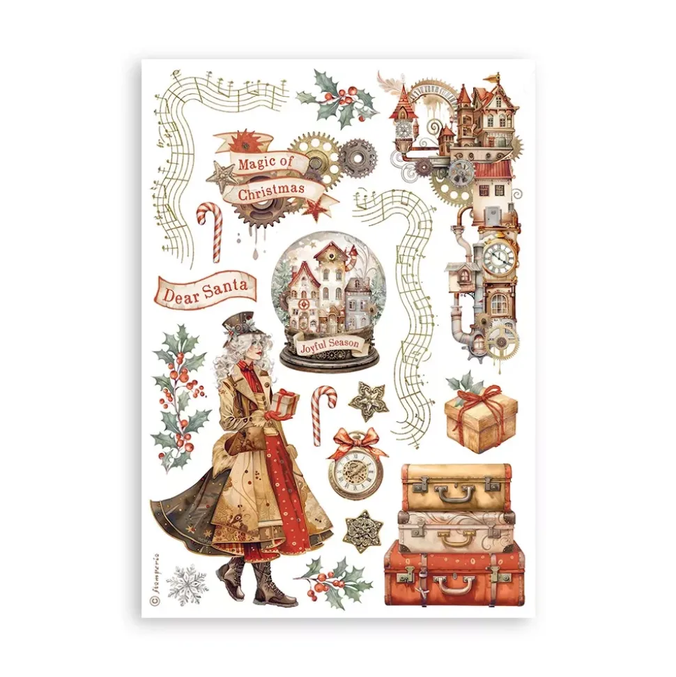Set 8 hojas de Washi tape Romantic Gear Up For Christmas Stamperia