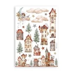 Set 8 hojas de Washi tape Romantic Gear Up For Christmas Stamperia