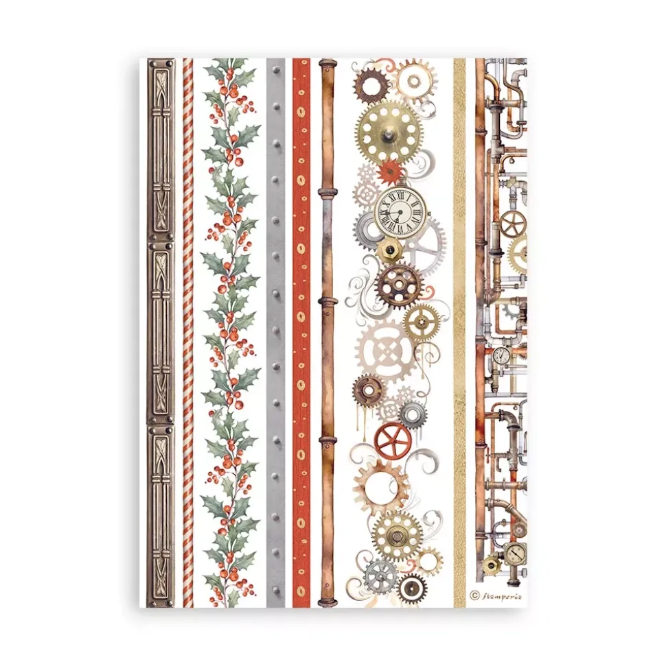 Set 8 hojas de Washi tape Romantic Gear Up For Christmas Stamperia