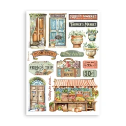 Set 8 hojas de washi tape Art of Travelling Stamperia A5