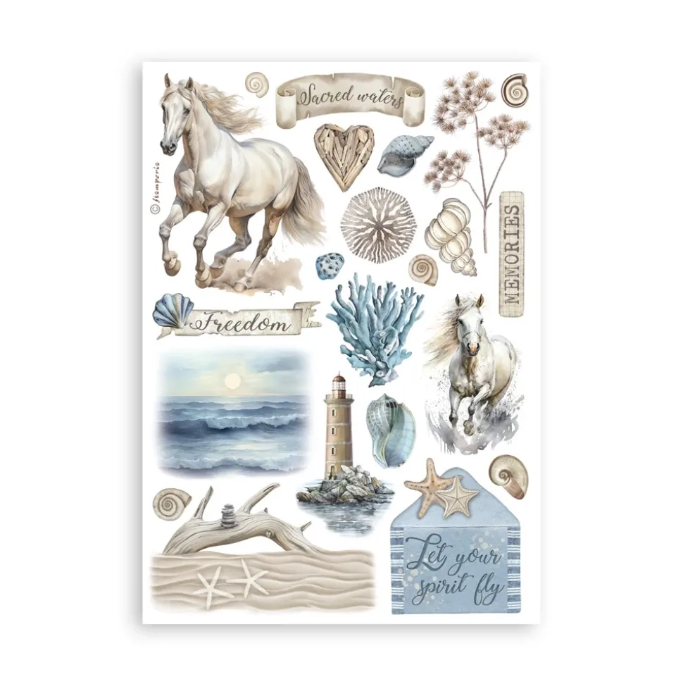 Set 8 hojas de Washi tape Silent Sea Stamperia