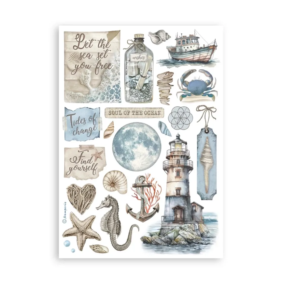 Set 8 hojas de Washi tape Silent Sea Stamperia