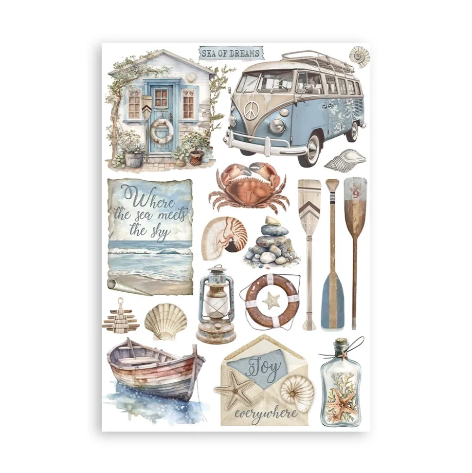 Set 8 hojas de Washi tape Silent Sea Stamperia