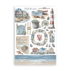 Set 8 hojas de Washi tape Silent Sea Stamperia