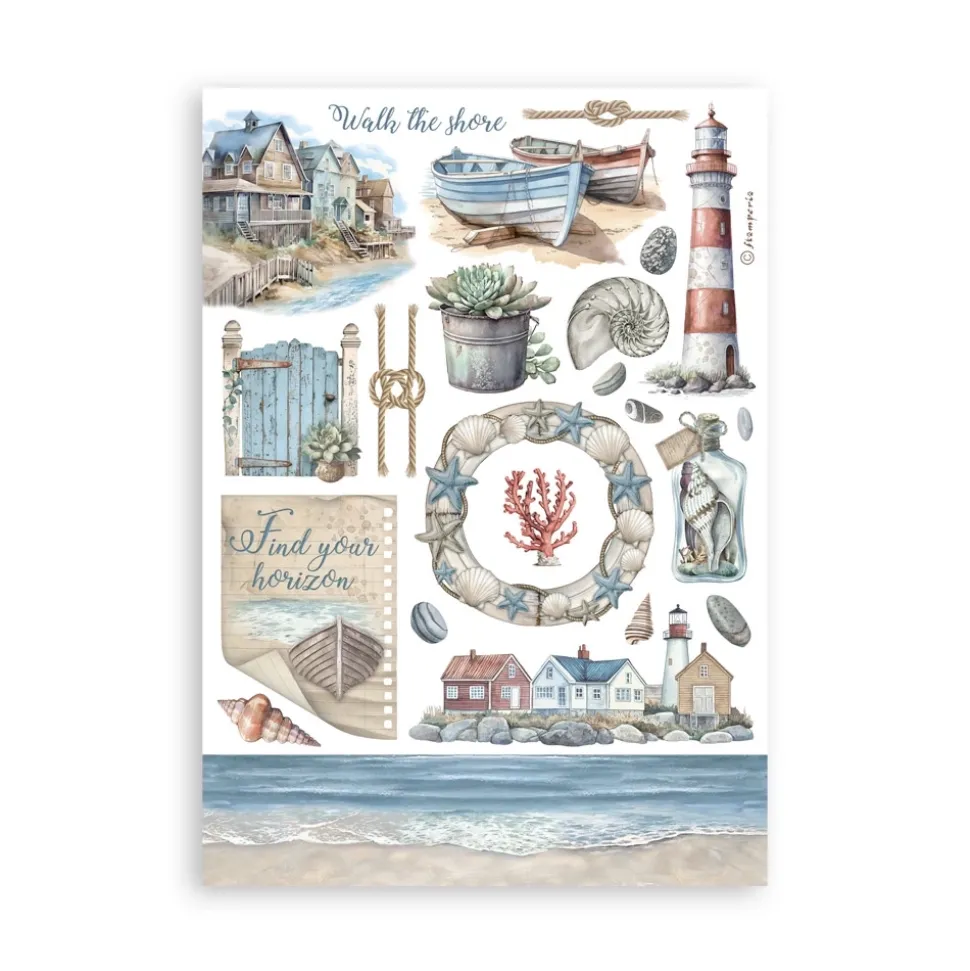 Set 8 hojas de Washi tape Silent Sea Stamperia