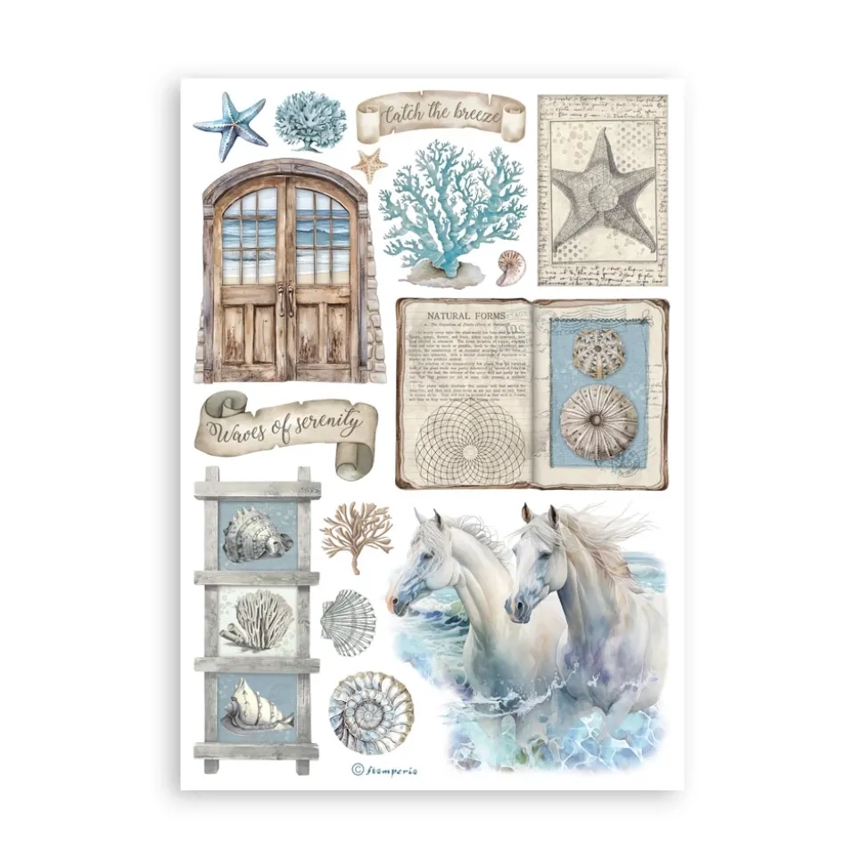 Set 8 hojas de Washi tape Silent Sea Stamperia