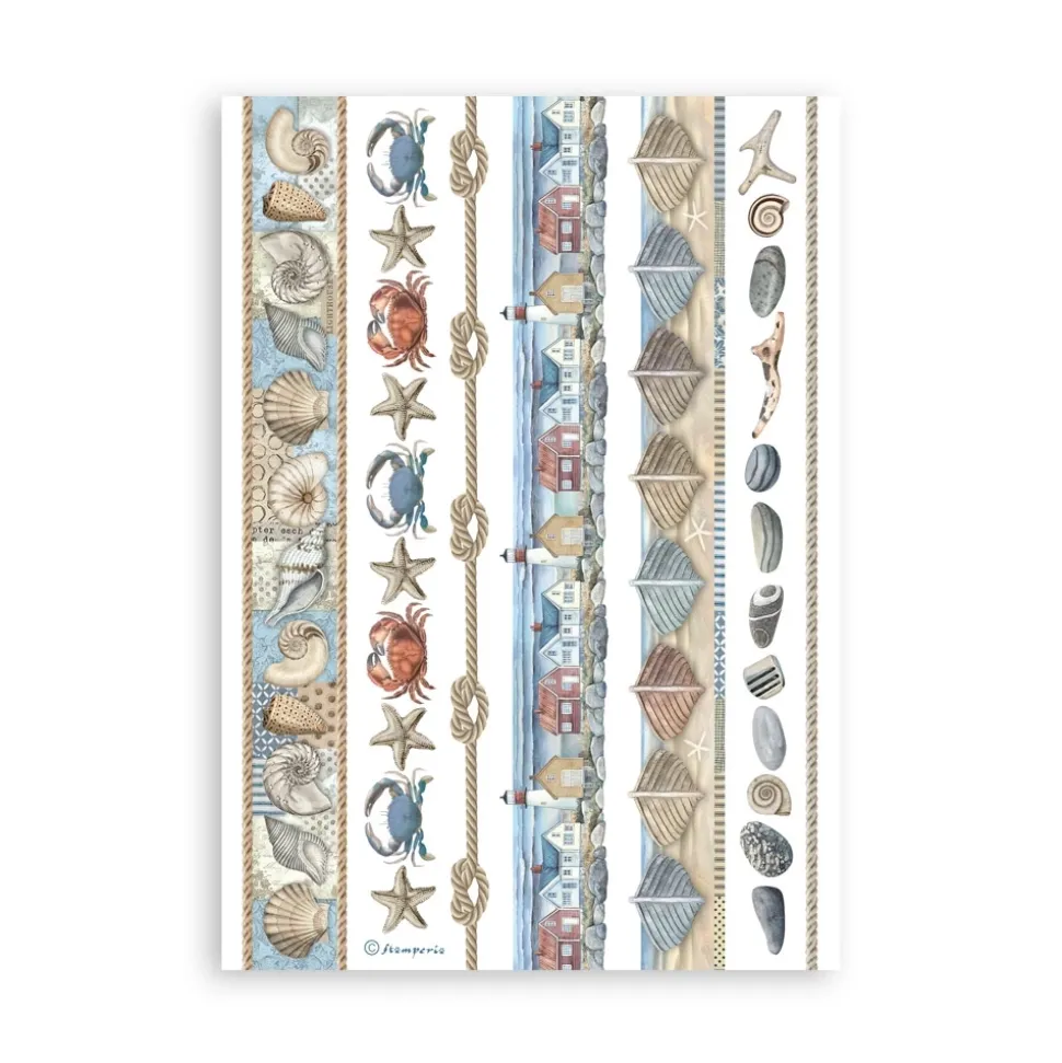 Set 8 hojas de Washi tape Silent Sea Stamperia