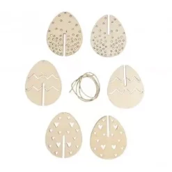 Set 3 Huevos de Pascua 3D de Madera para Colgar Rayher