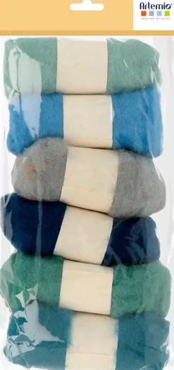 Set 6 Lanas De Fieltro Cardadas Azules Artemio