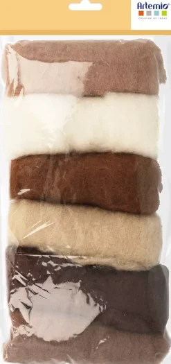 Set 6 Lanas De Fieltro Cardadas Marrones Artemio