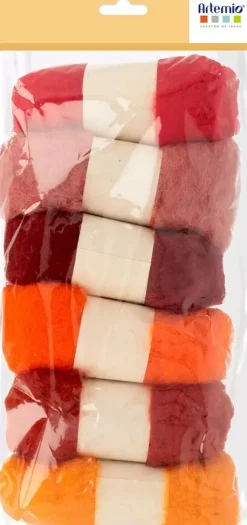 Set 6 Lanas De Fieltro Cardadas Naranjas Artemio