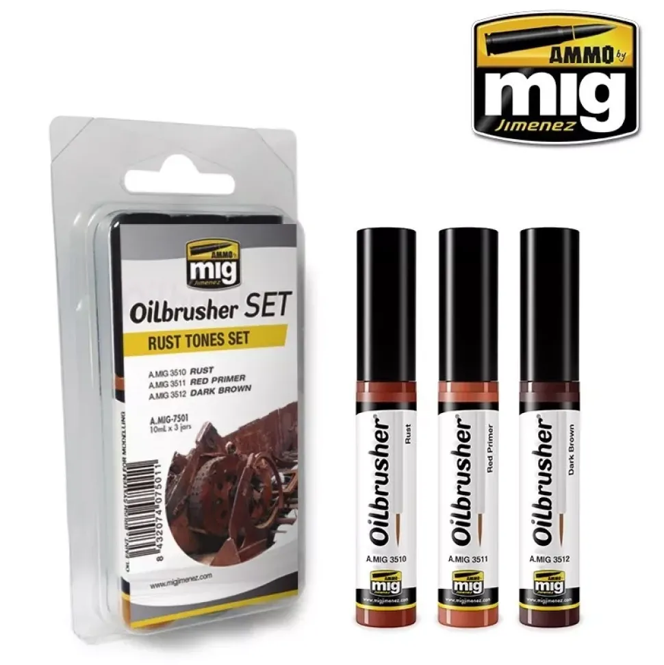 Set 3 óleos con pincel aplicador Rust Tones Oilbrusher 10ml