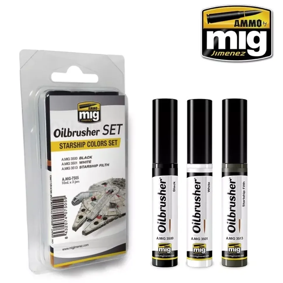 Set 3 óleos con pincel aplicador Starships Color Oilbrusher 10ml