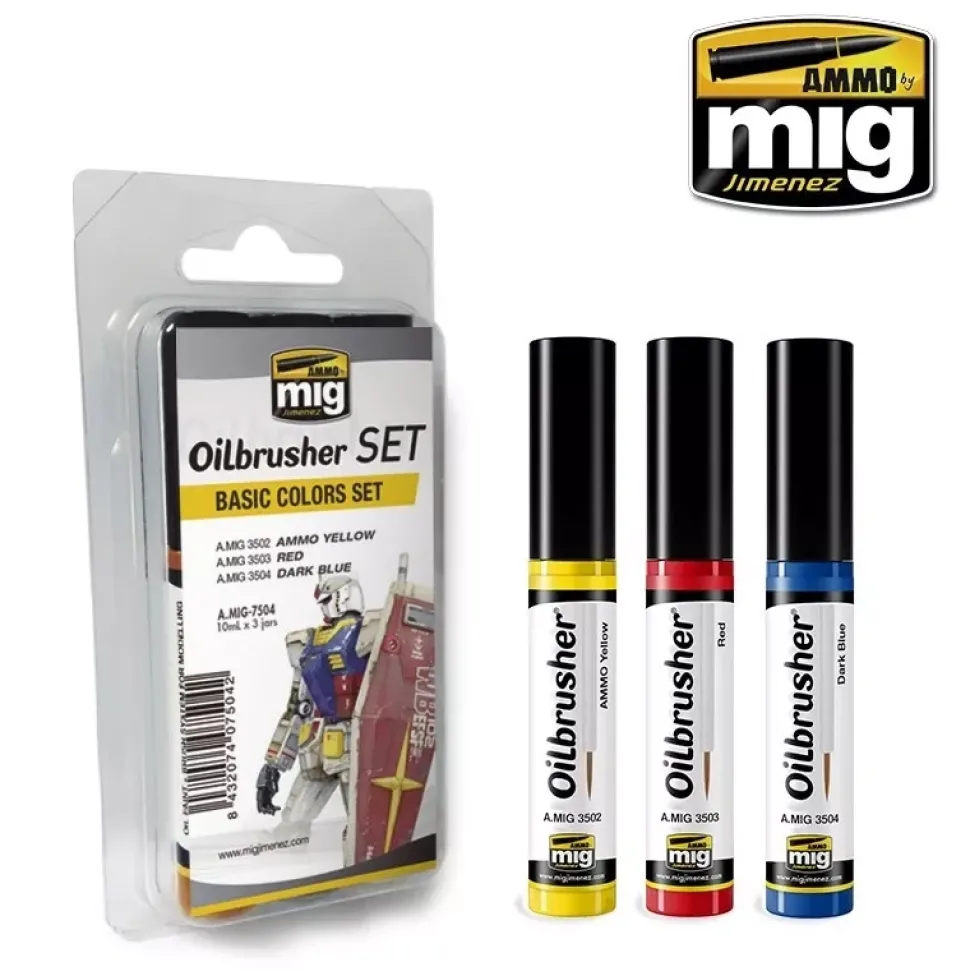 Set 3 óleos con pincel aplicador Basic Colors Oilbrusher 10ml