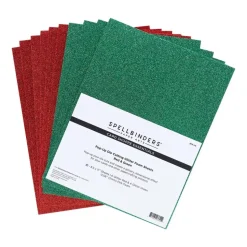 Set 10 láminas de foam Glitter Red & Green Spellbinders