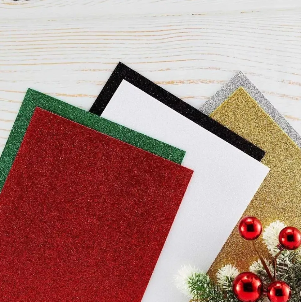 Set 10 láminas de foam Glitter Red & Green Spellbinders