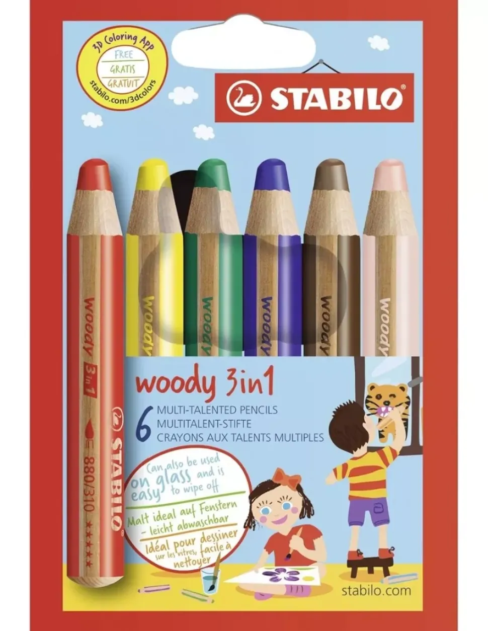 Set 6 Lápices Woody 3 en 1 STABILO