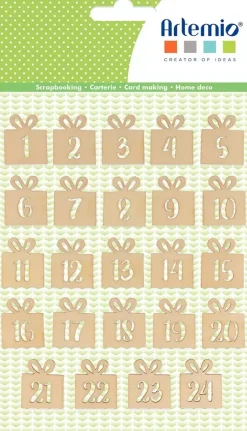 Set 24 Números de Madera Para Calendario de Adviento Artemio