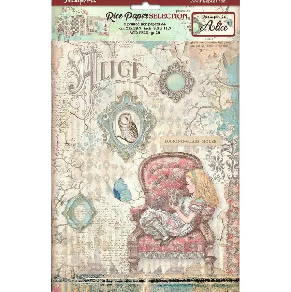 Set 6 papeles de arroz Alice Forever Stamperia 21x29cm