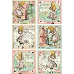Set 6 papeles de arroz Alice Forever Stamperia 21x29cm